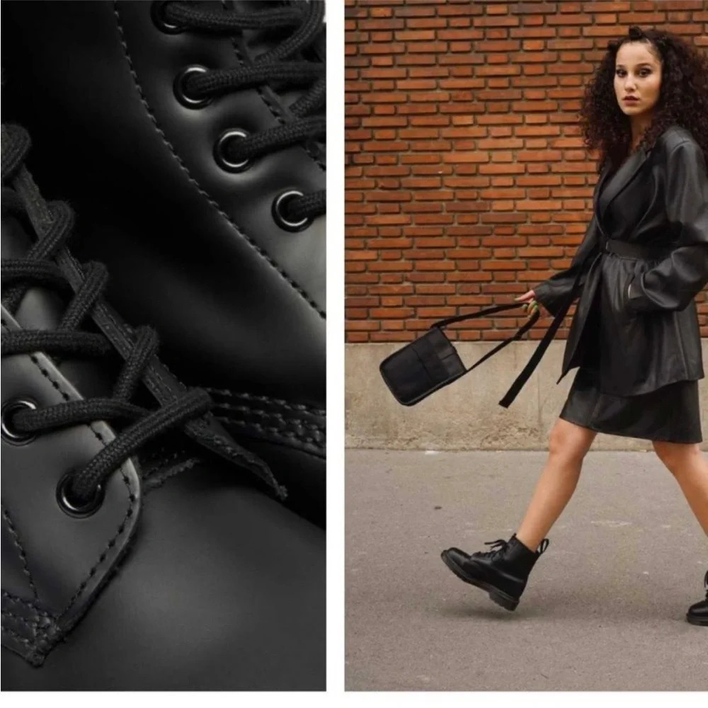 Dr. Martens Black Patent Lace-Up Combat Boots - Picture 2 of 12